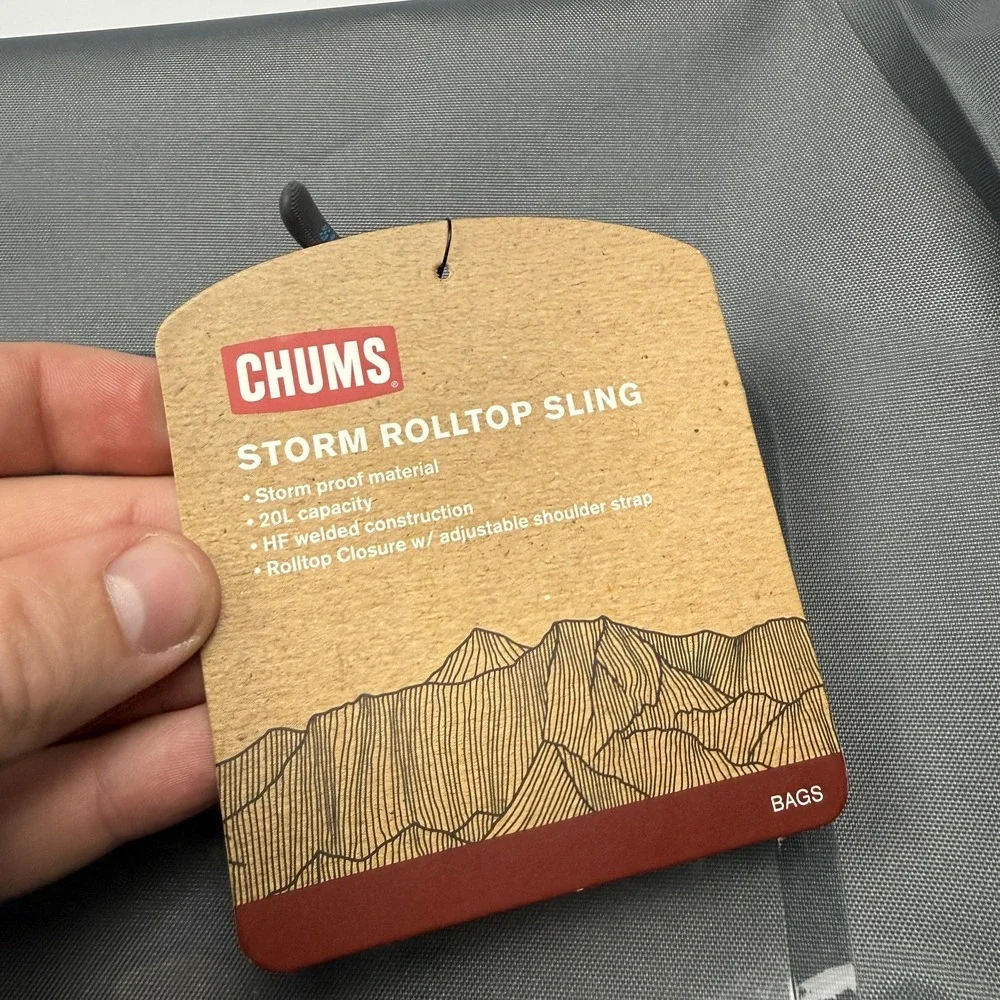 CHUMS Storm Rolltop Sling Utility Pouch Mens Gray 20L Waterproof Hiking New Tags